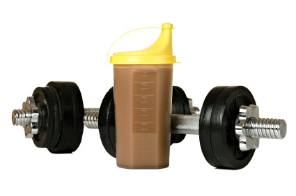 Dumbbells and protein drink