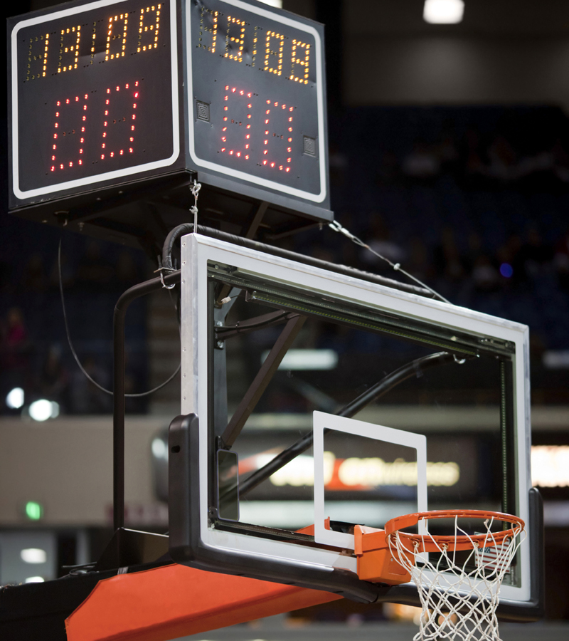 basketball hoop and shot clock- A