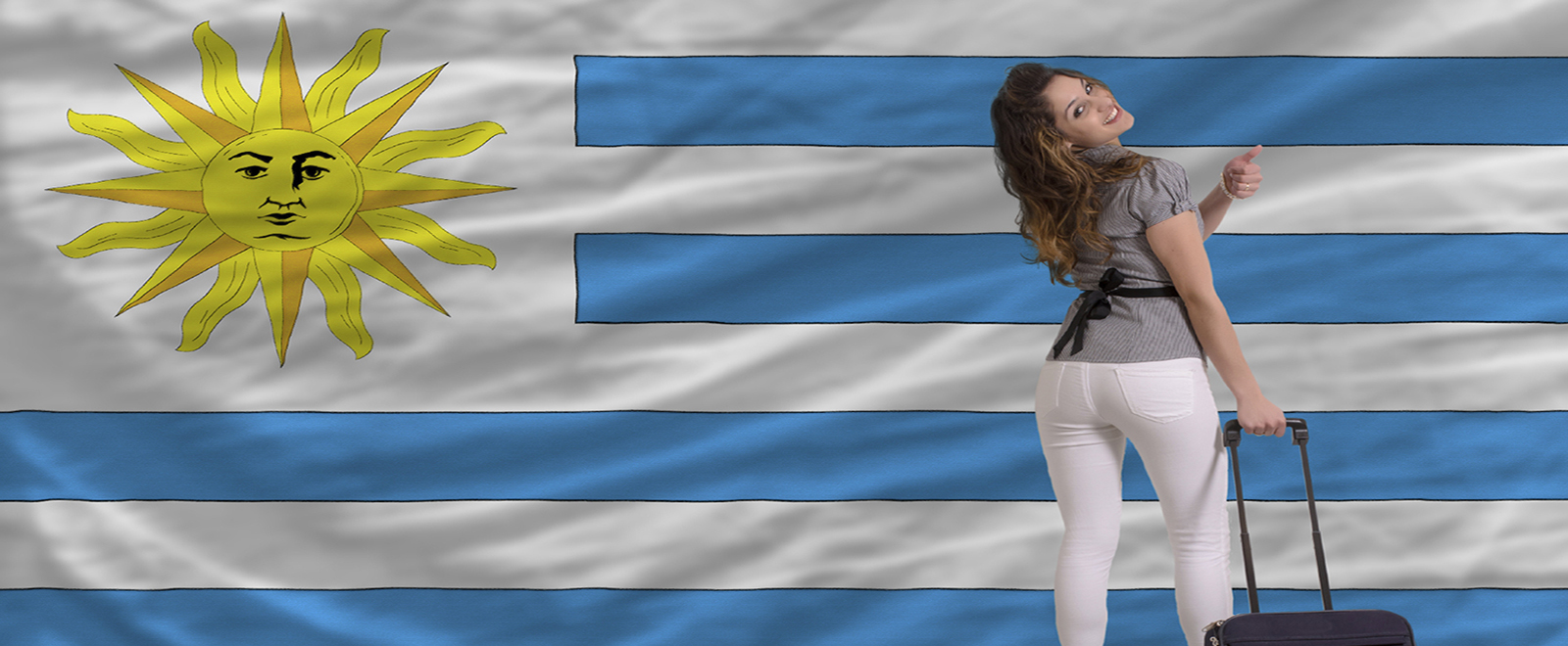 young beautiful woman is traveling to uruguay