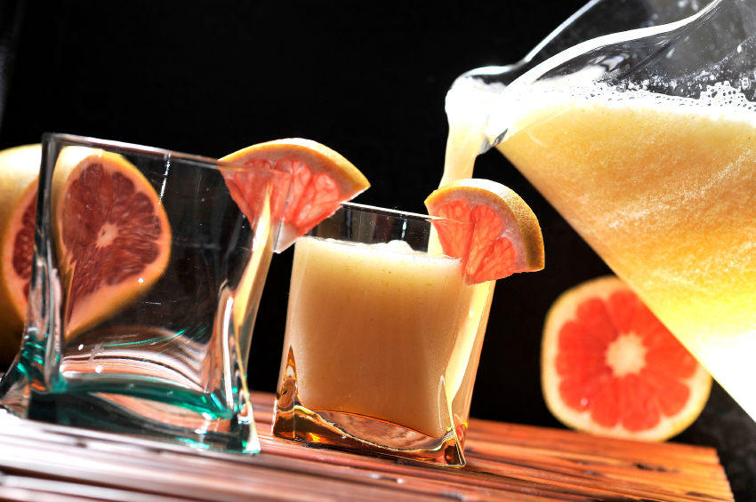 Glasses of orange juice with grapefruit