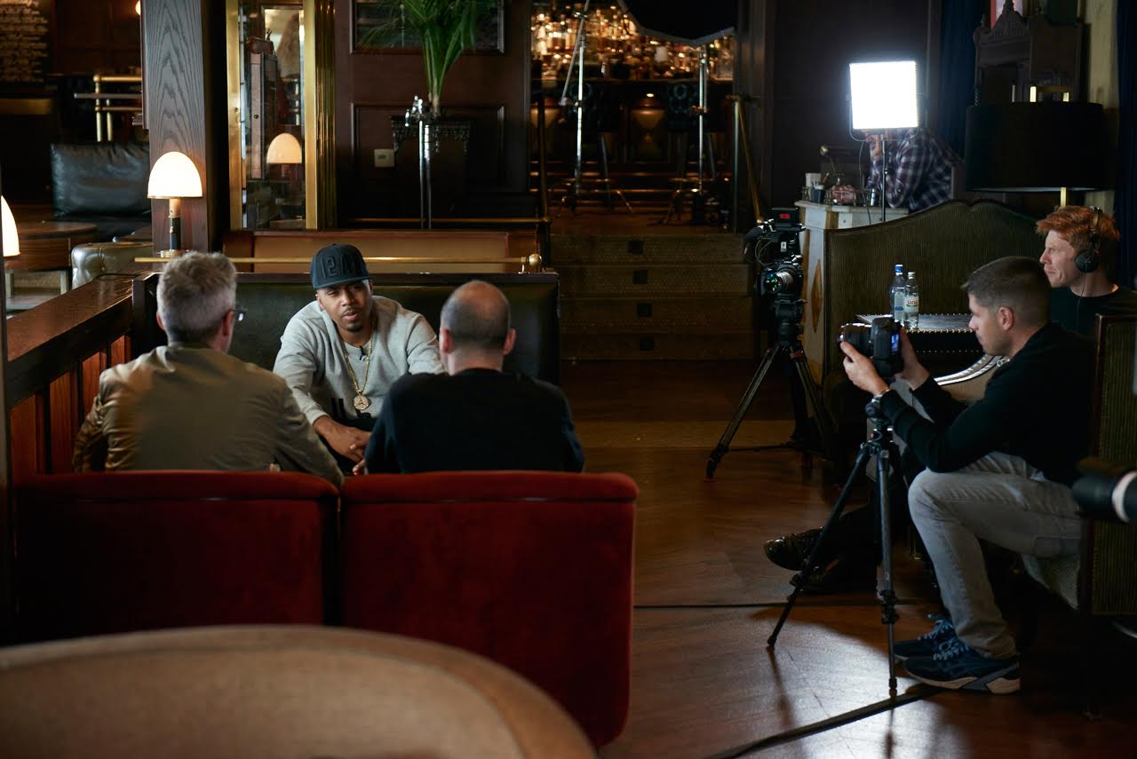 Nas talking with Bobbito and Stretch. Photo by Geo Reda